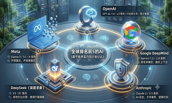 盘点全球排名前5的AI